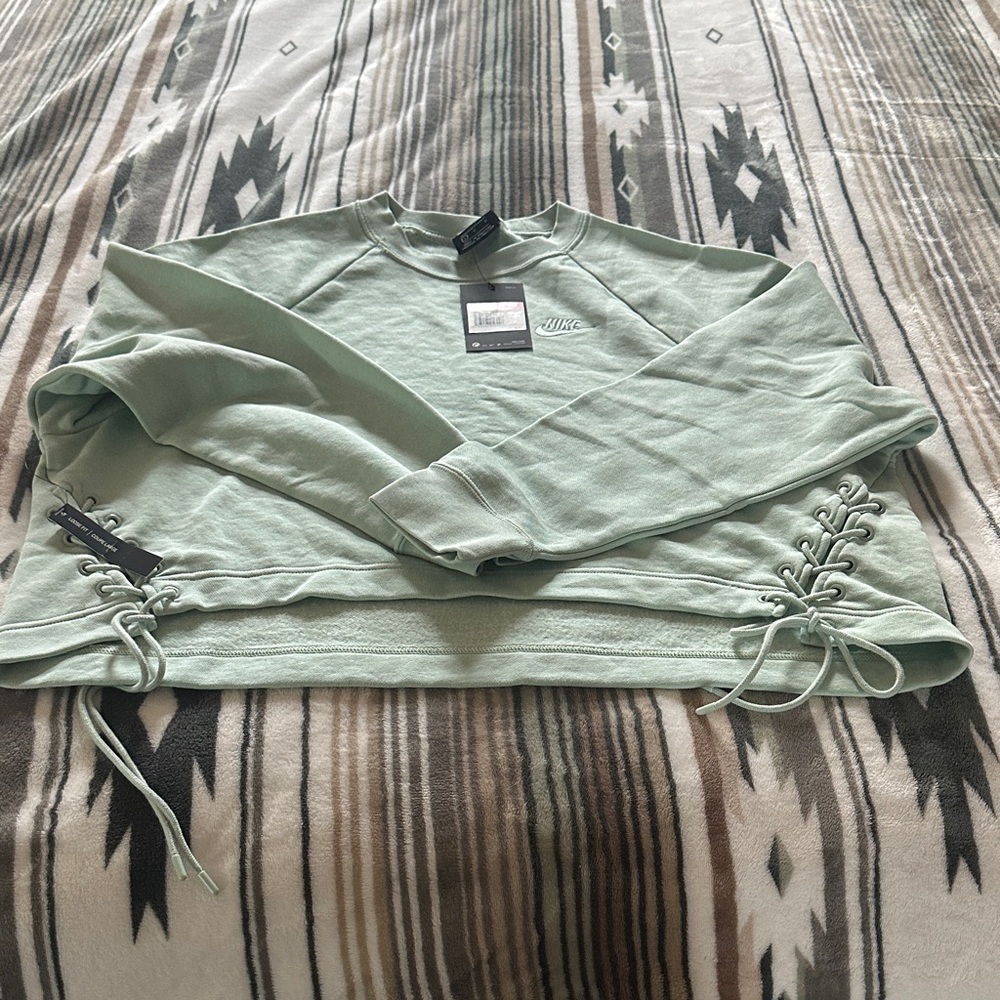 Nike Women's Mint Lace-Up Sweatshirt size large